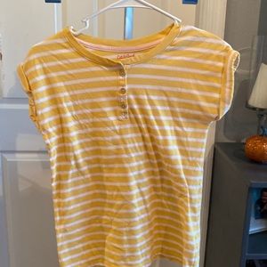 Yellow and white striped shirt with buttons in Front